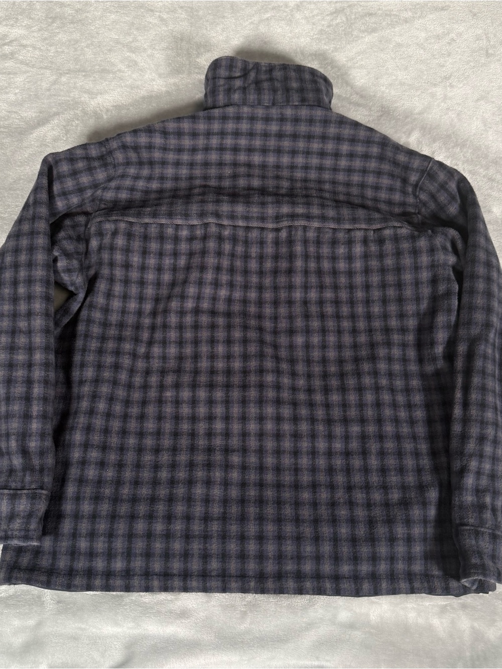 Abercrombie & Fitch Flannel Bomber Jacket Mens L Lined Full Zip Checkered Blue - Picture 7 of 11